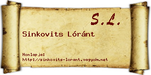Sinkovits Lóránt névjegykártya